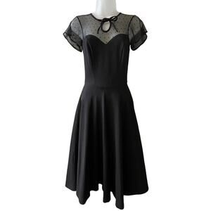 Unique Vintage Retro 40s 50s Style Sweetheart Swing Dress w/ Tulle Yoke Size XS
